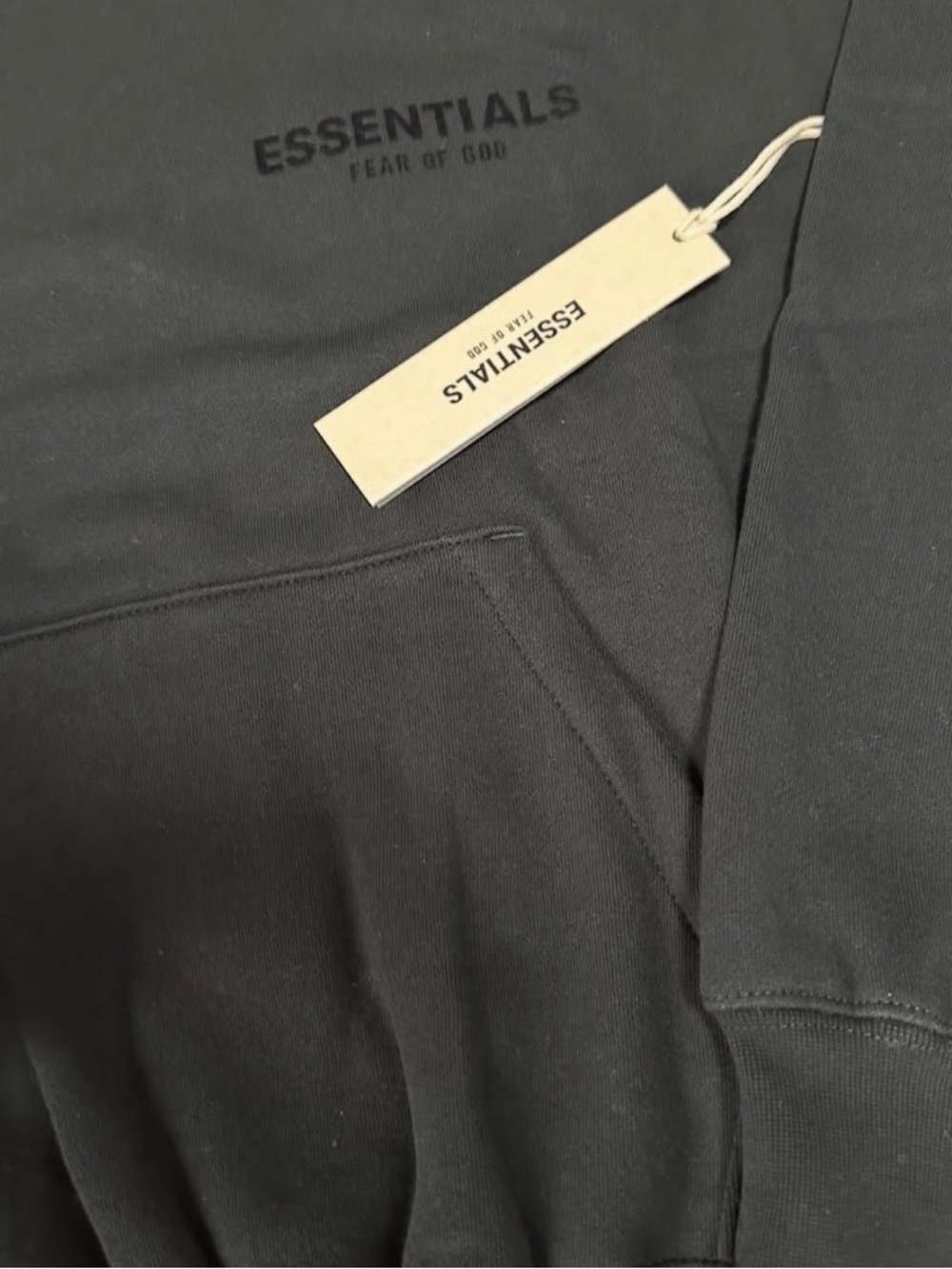 Essentials Men's Black Hooded Pullover Sweatshirt - Picture 2 of 4